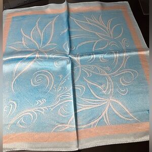 100% silk scarf square bandana blue floral